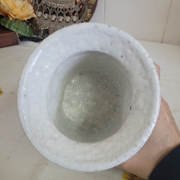 Vintage Raku Sudio Pottery Flower Pot White - Picture 7 of 10